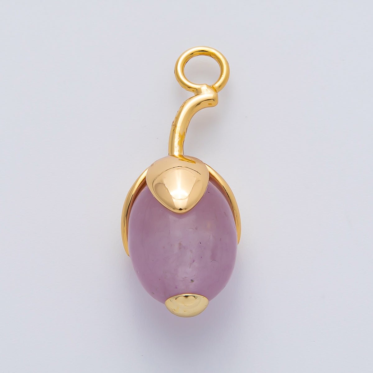 18K Gold Filled 27mm Aquamarine, Carnelian, Aventurine Natural Gemstone Fruit Drop Charm | AF1441 ~ AF1443 - DLUXCA