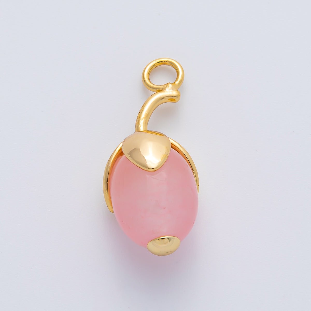 18K Gold Filled 27mm Aquamarine, Carnelian, Aventurine Natural Gemstone Fruit Drop Charm | AF1441 ~ AF1443 - DLUXCA