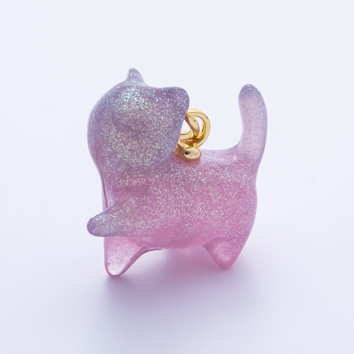 18K Gold Filled 27mm Glitter Kitty Cat Animal Resin Charm | Charms - 00193 - Charms - 00204 - DLUXCA