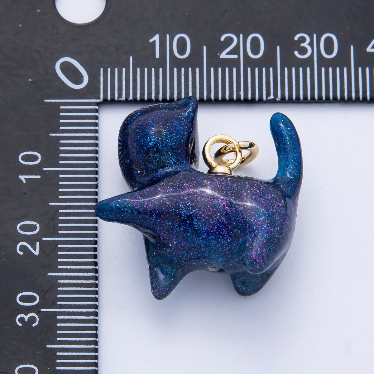 18K Gold Filled 27mm Glitter Kitty Cat Animal Resin Charm | Charms - 00193 - Charms - 00204 - DLUXCA