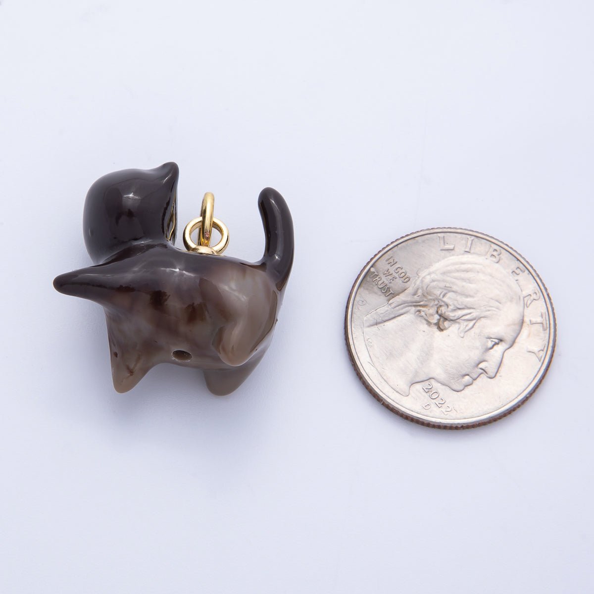 18K Gold Filled 27mm Glitter Kitty Cat Animal Resin Charm | Charms - 00193 - Charms - 00204 - DLUXCA