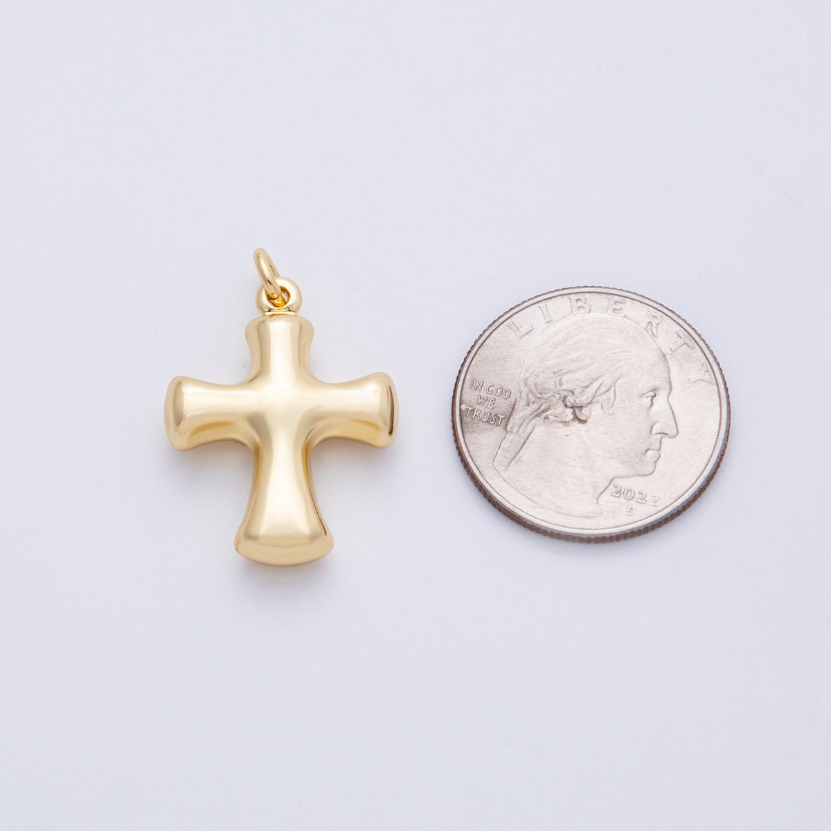 18K Gold Filled 27mm Golden Plain Chunky Cross Charm | CHARMS - 00154 - DLUXCA