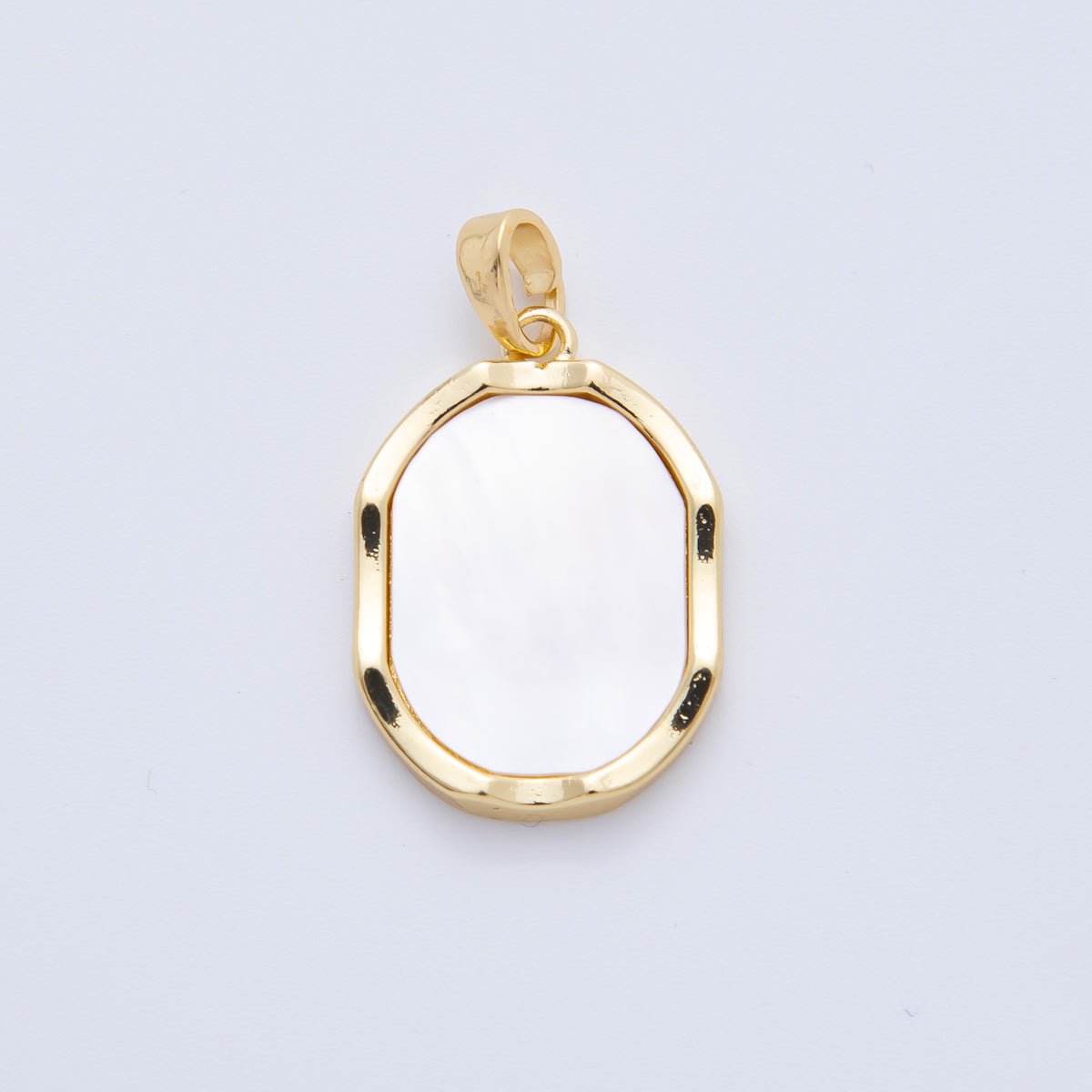 18K Gold Filled 27mm Shell Pearl Oval Tag Mirror - Like Charm | AF1116 - DLUXCA