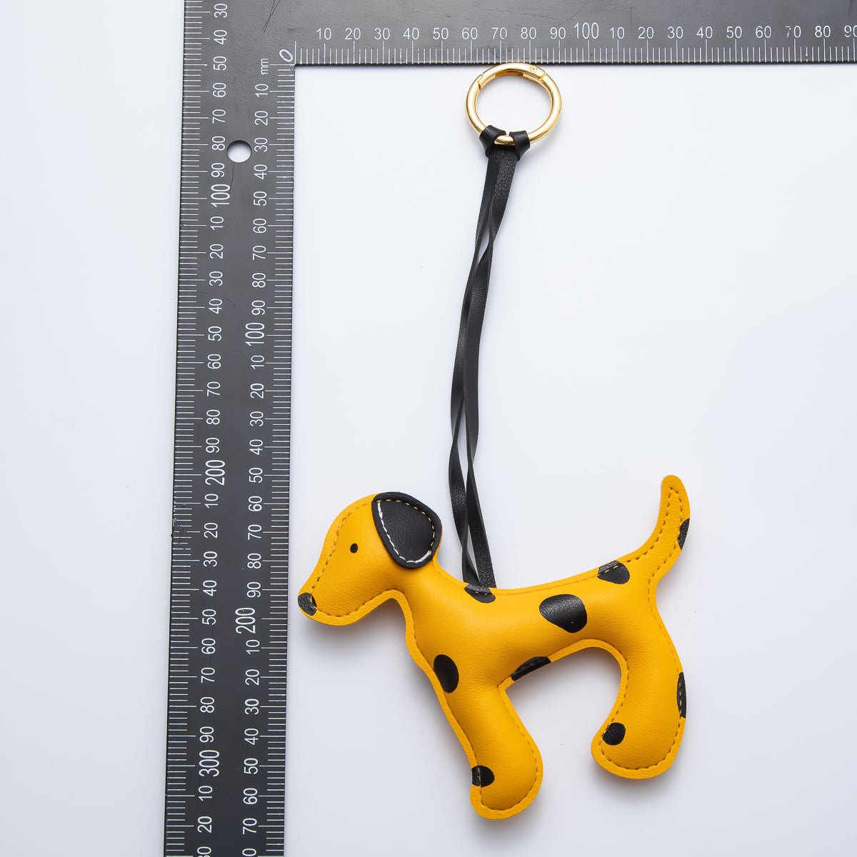 18K Gold Filled 280mm Handcrafted Leather Yellow, Grey, Brown Dalmation Dog Animals Keychain Accessories | WB - 00148 ~ WB - 00154 - DLUXCA
