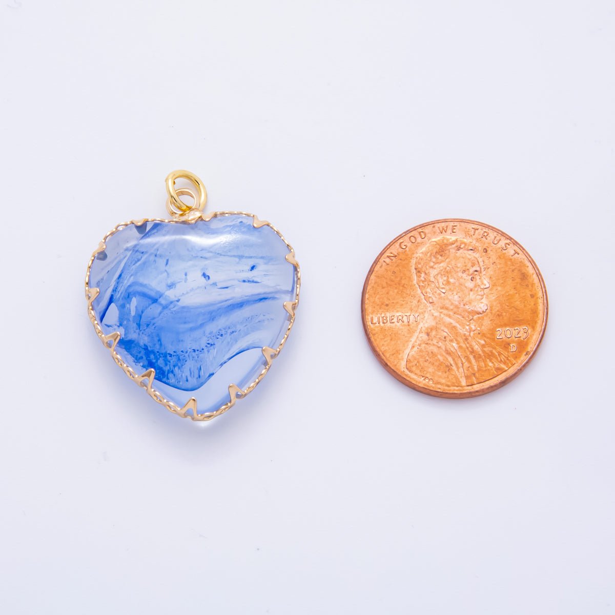 18K Gold Filled 28.5mm Resin Heart of Nature Charm | AH874 - DLUXCA