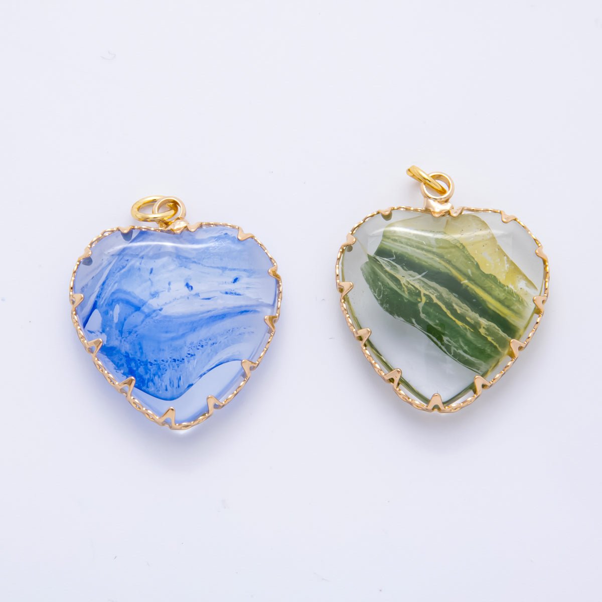 18K Gold Filled 28.5mm Resin Heart of Nature Charm | AH874 - DLUXCA