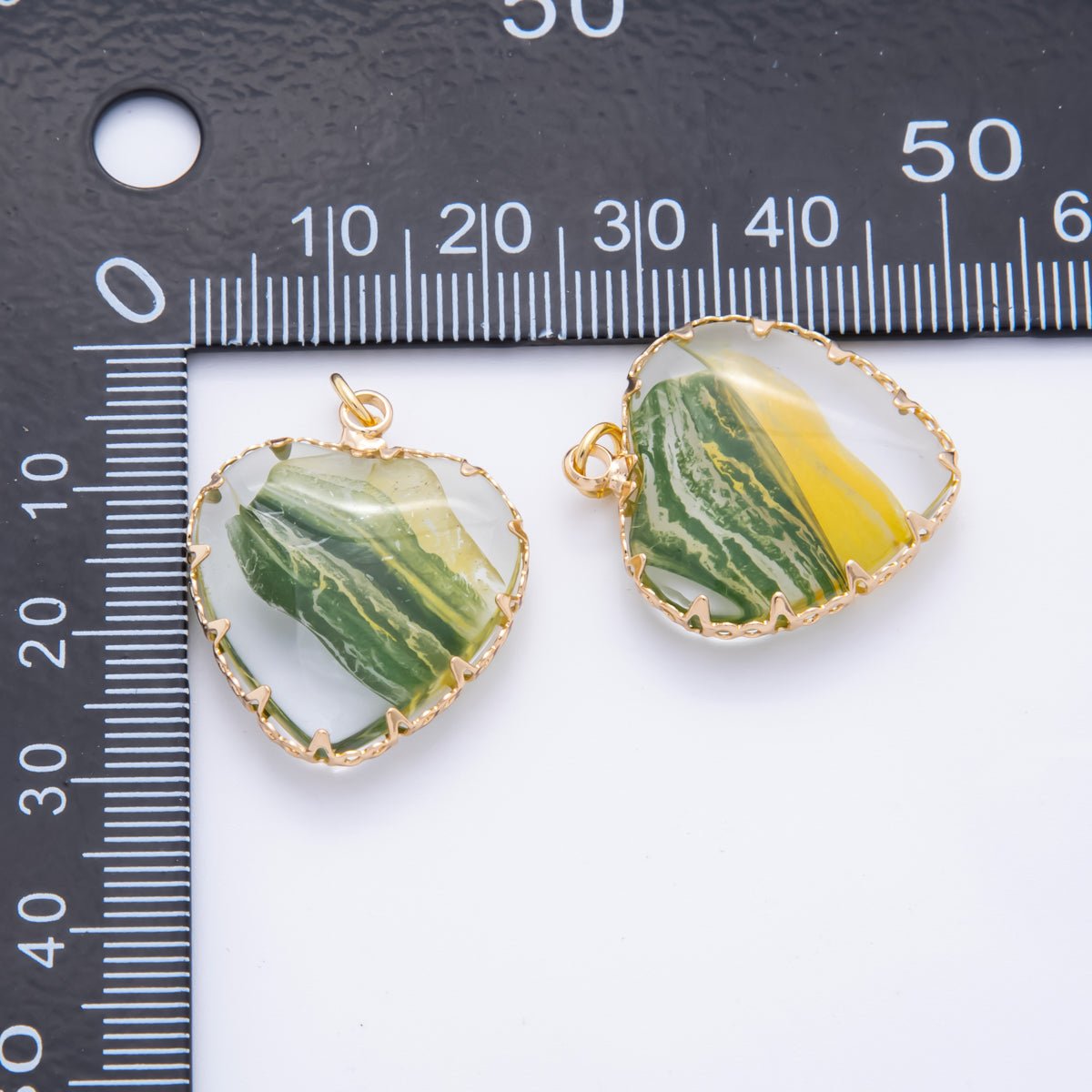 18K Gold Filled 28.5mm Resin Heart of Nature Charm | AH874 - DLUXCA