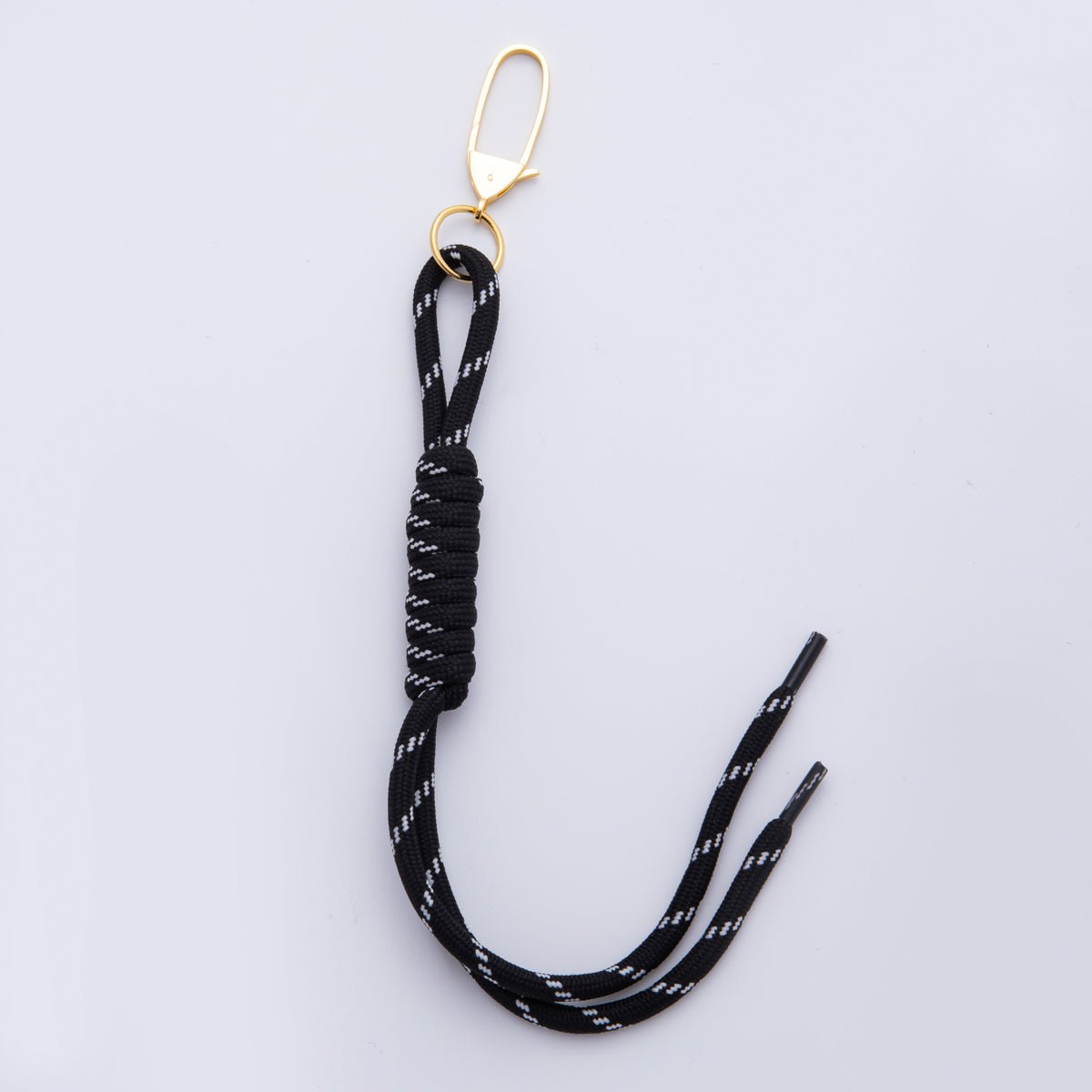 18K Gold Filled 289mm Knotted Black Cord Keychain Charm | WB - 00155 - DLUXCA