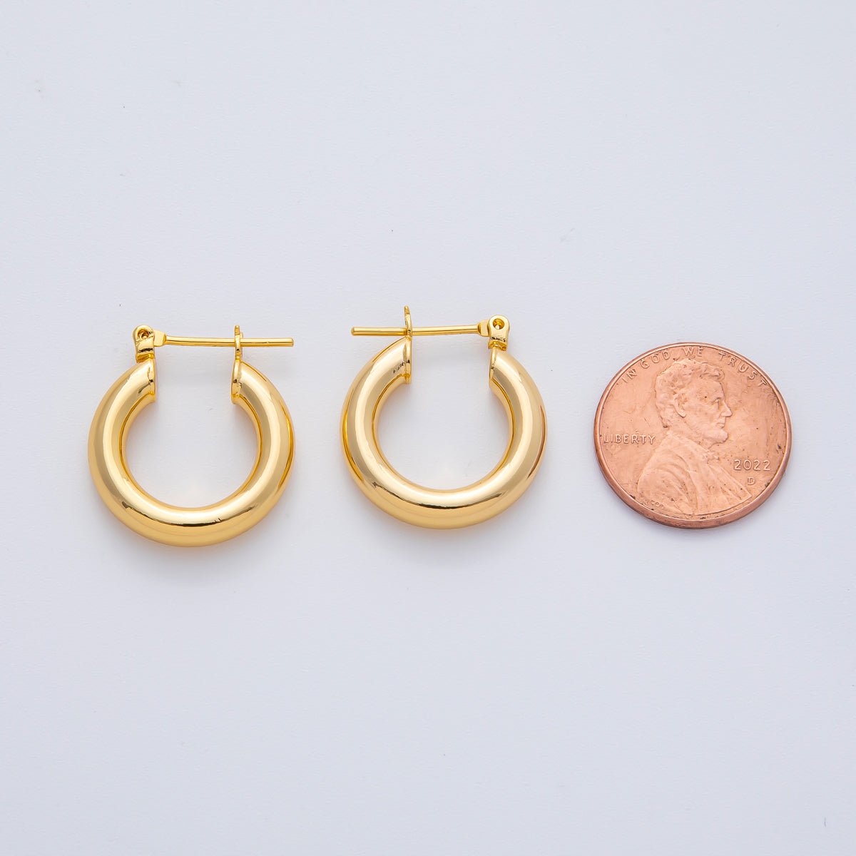 18K Gold Filled 28mm Minimalist Band Latch Hoop Earrings | AD1604 - DLUXCA