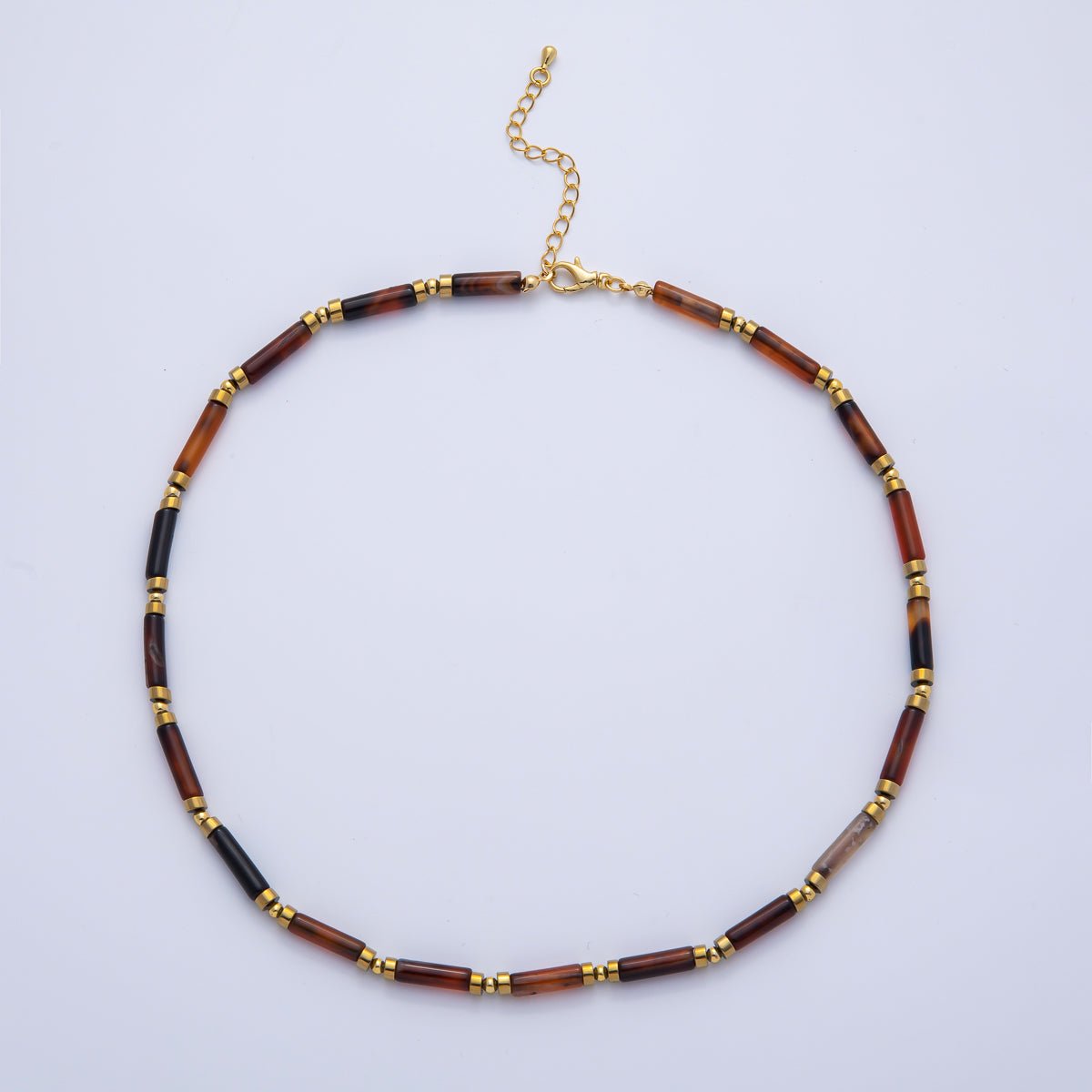18K Gold Filled 2.8mm Natural Gemstone Tube 16.5 Inch Choker Necklace | WA - 3930 ~ WA - 3938 - DLUXCA