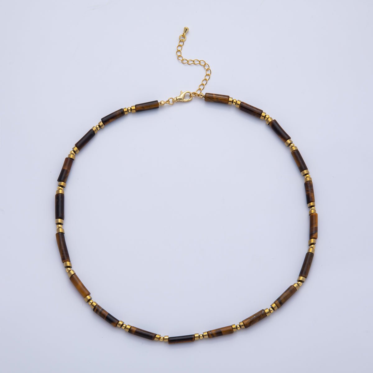 18K Gold Filled 2.8mm Natural Gemstone Tube 16.5 Inch Choker Necklace | WA - 3930 ~ WA - 3938 - DLUXCA