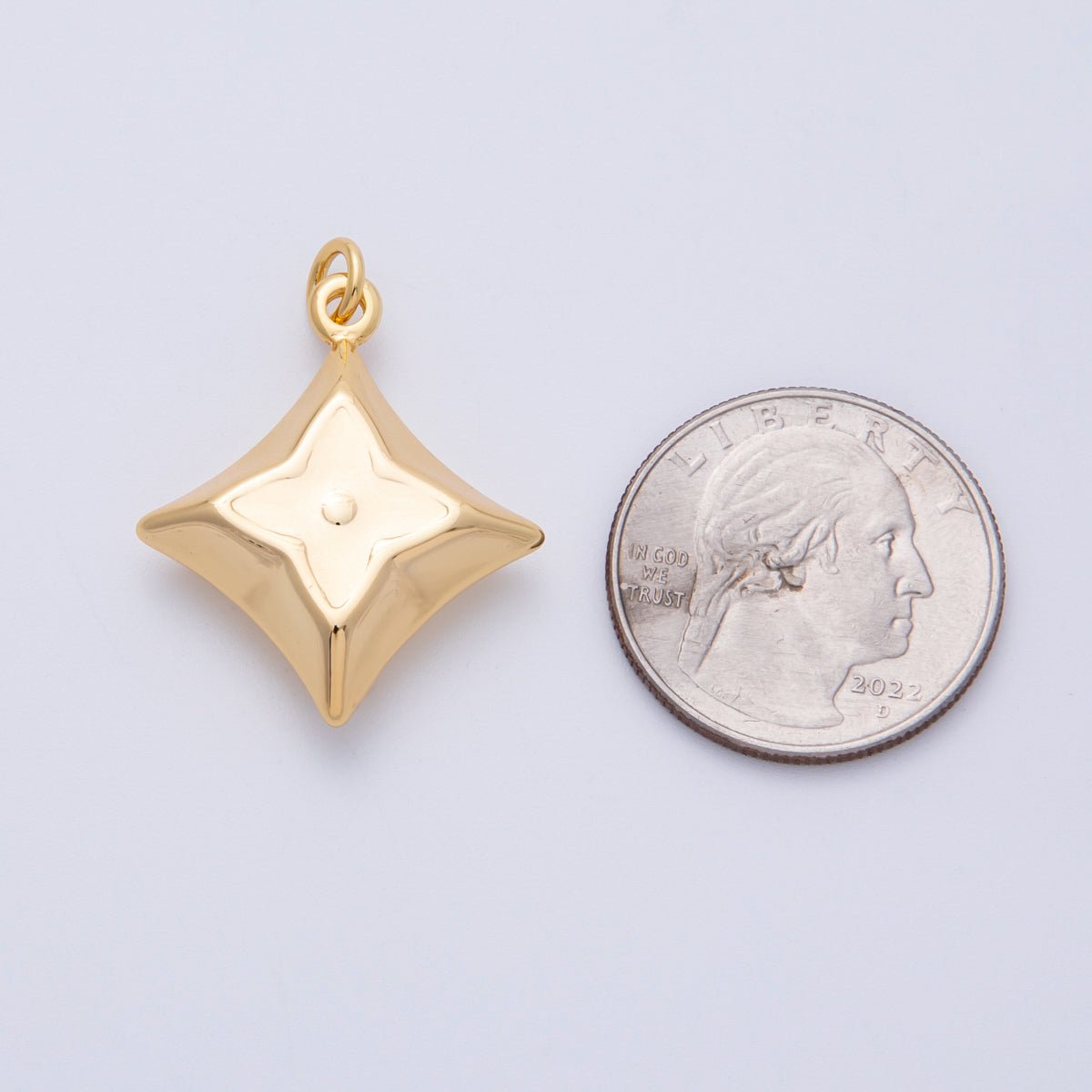 18K Gold Filled 29.5mm Flower Star Chubby Multidimensional Charm | Charms - 00331 - DLUXCA