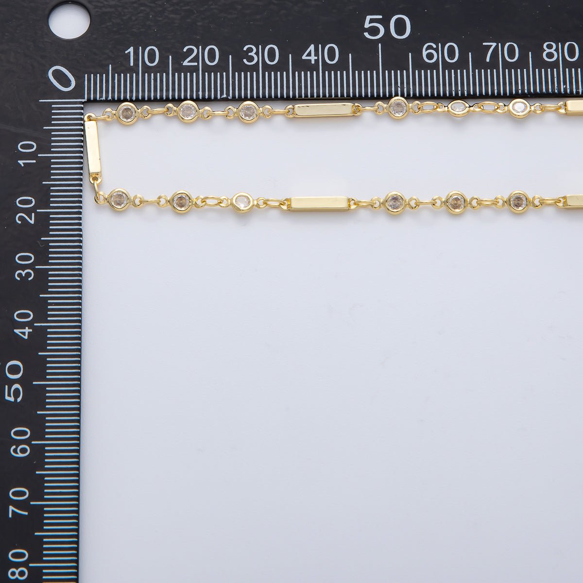18K Gold Filled 2mm Clear CZ Round Bar Unfinished Chain by Yard | Roll - 1777 - DLUXCA