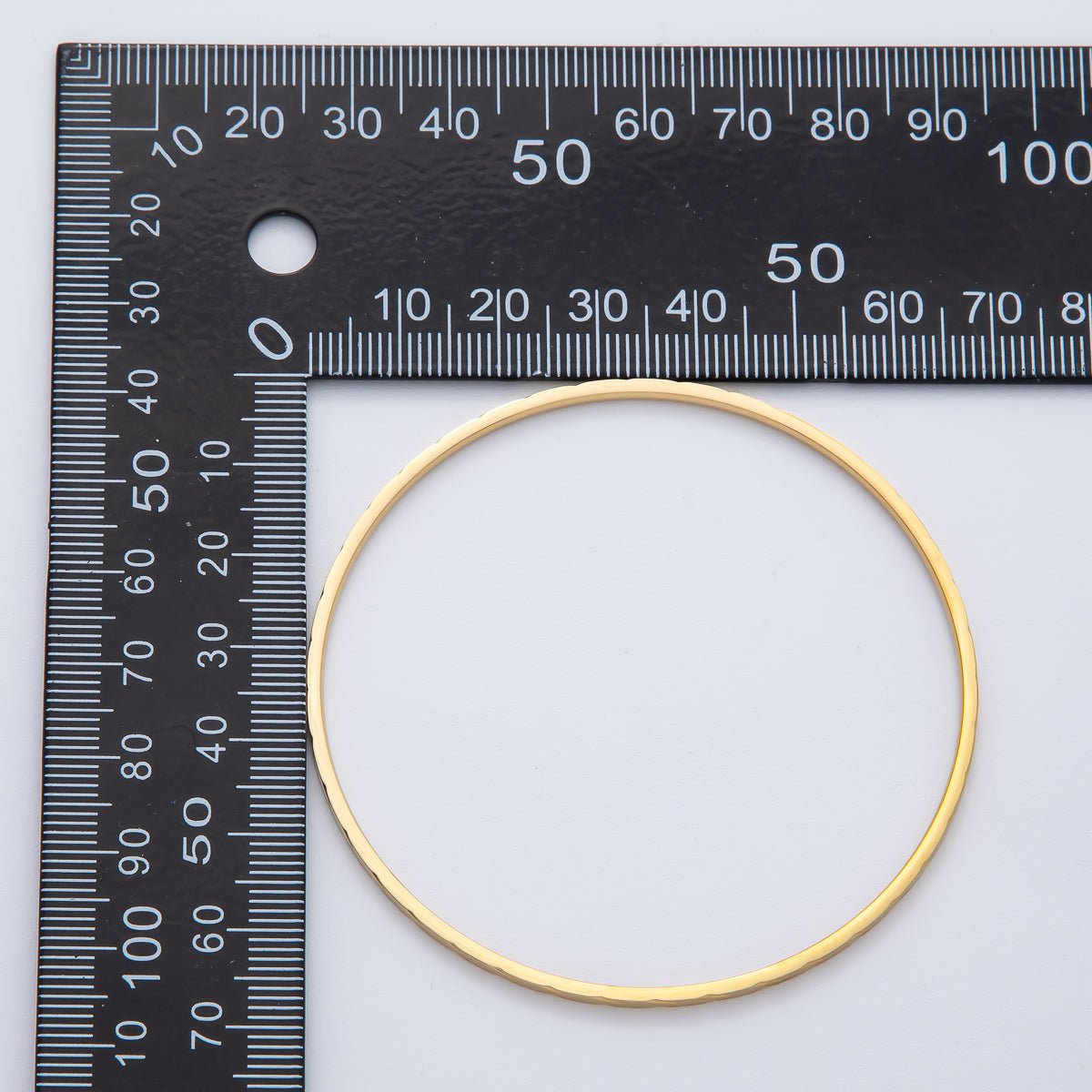 18K Gold Filled 2mm Thin Double Edged Imprint Bangle Bracelet | WA - 1496 - DLUXCA