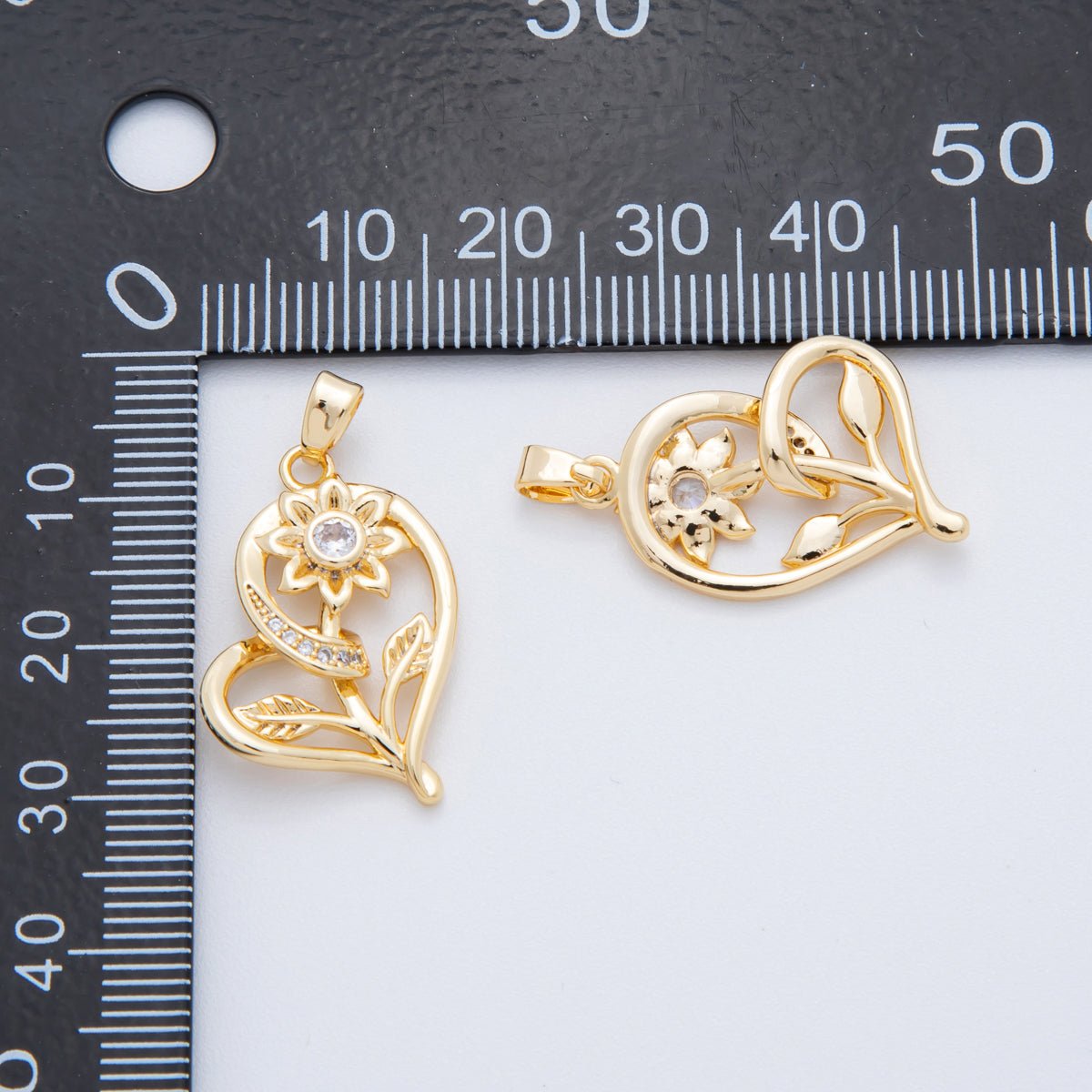 18K Gold Filled 30mm Micro Paved CZ Flower of Love Pendant | AH804 - DLUXCA