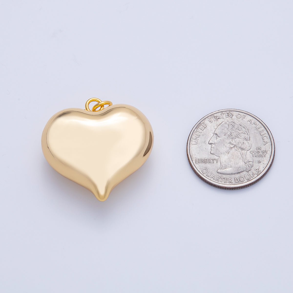 18K Gold Filled 30mm Minimalist Chubby Heart 3D Multidimensional Charm | AK123 - DLUXCA