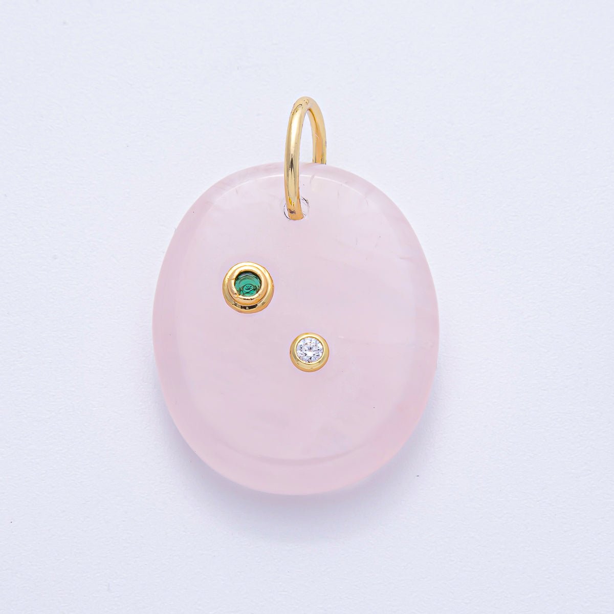 18K Gold Filled 30mm Multicolor CZ Embedded Gemstone Oval Charm | AK060 - AK062 - DLUXCA