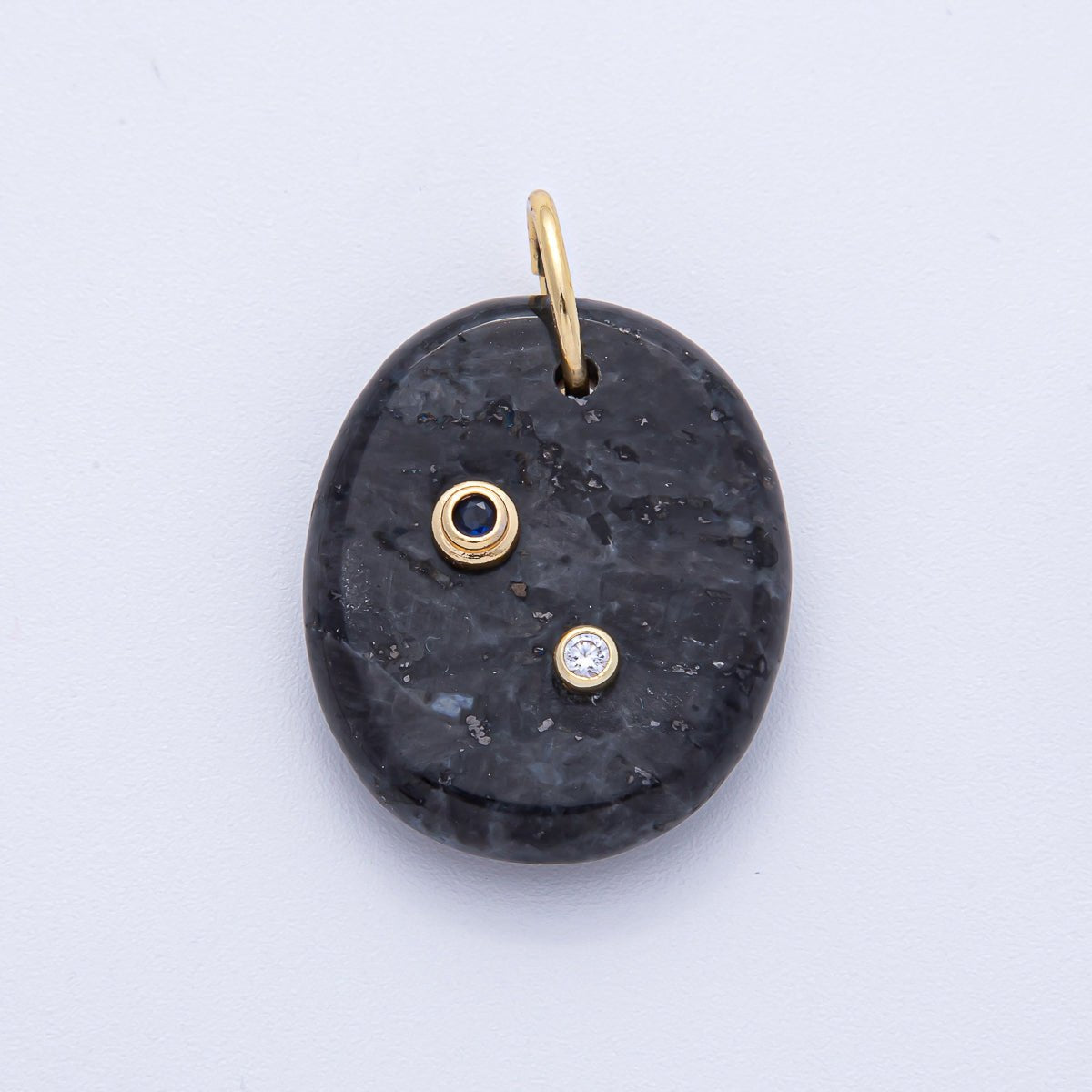 18K Gold Filled 30mm Multicolor CZ Embedded Gemstone Oval Charm | AK060 - AK062 - DLUXCA