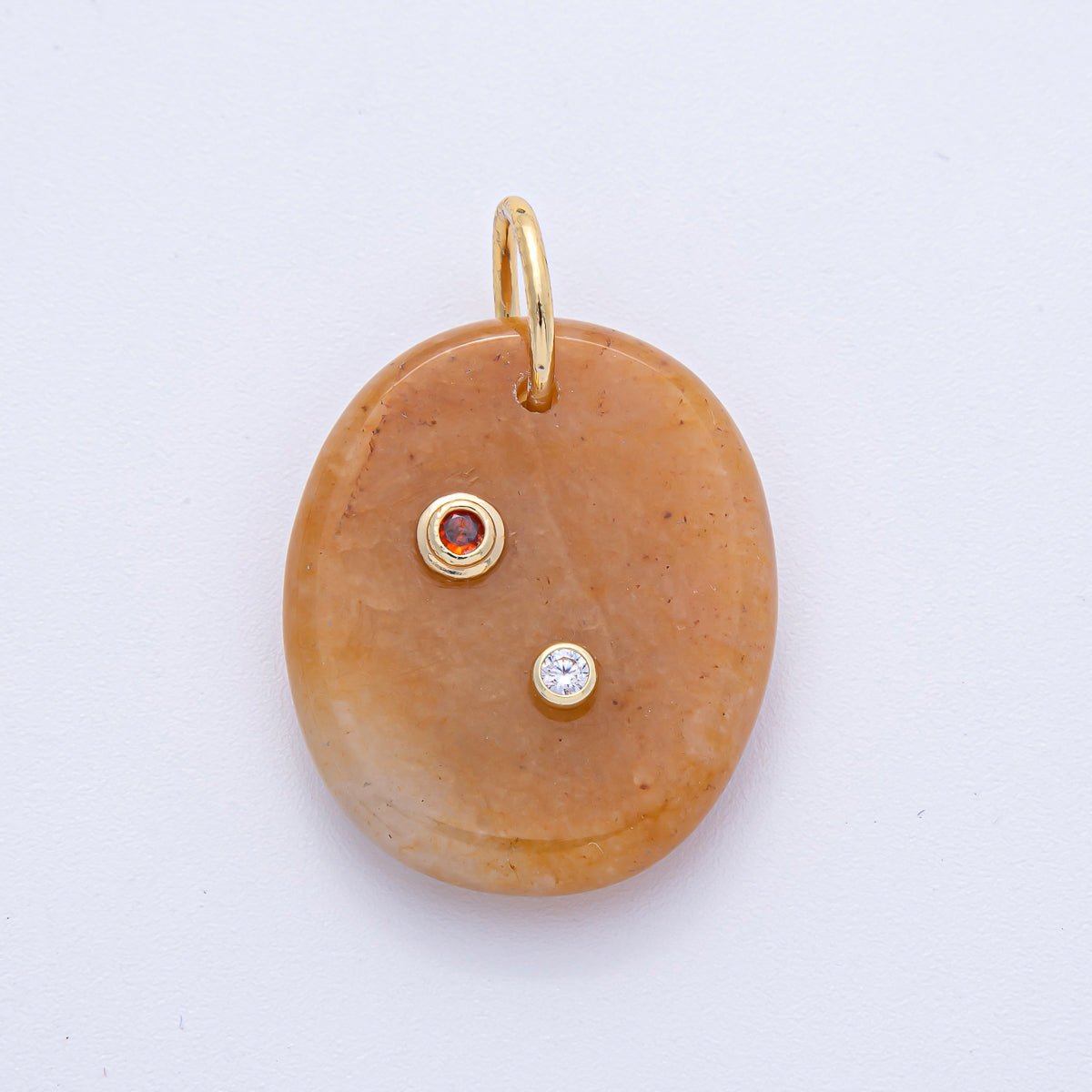 18K Gold Filled 30mm Multicolor CZ Embedded Gemstone Oval Charm | AK060 - AK062 - DLUXCA