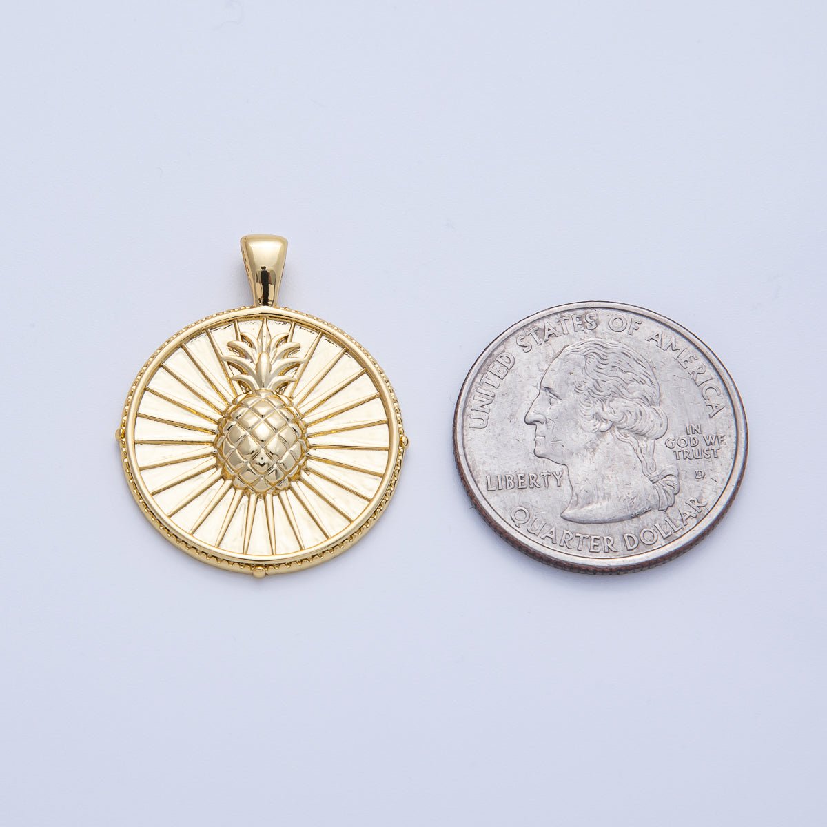 18K Gold Filled 30mm Pineapple Ribbed Round Pendant | AF1243 - DLUXCA
