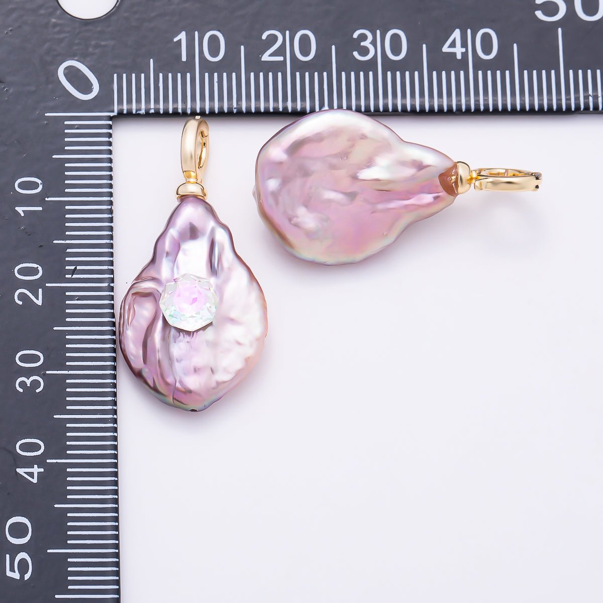 18K Gold Filled 30mm Purple Baroque Freshwater Pearl Pendant | Charms-01570 - DLUXCA