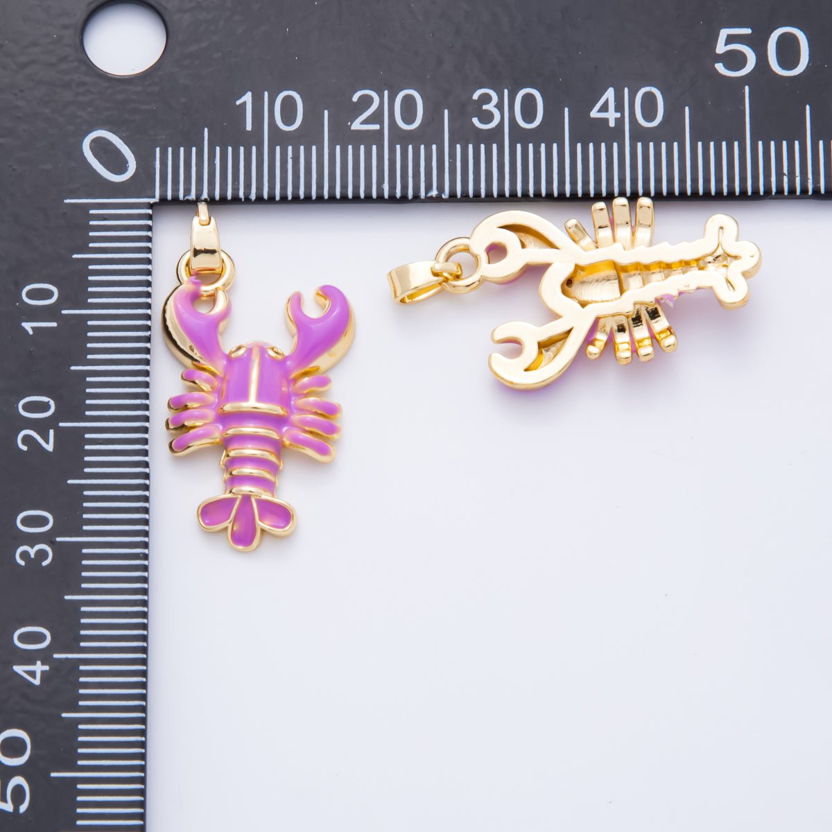 18K Gold Filled 31.5mm Enamel Fresh Sea Lobster Pendant | AH793 AH794 - DLUXCA