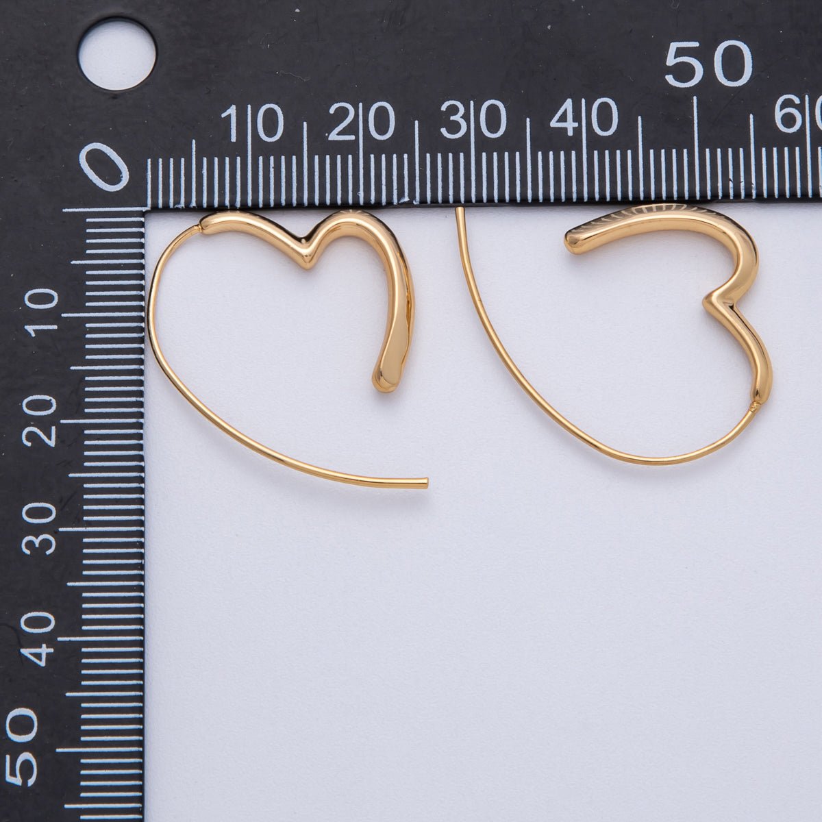18K Gold Filled 31.5mm Molten Heart Curl French Hook Earrings | Earrings - 00185 - DLUXCA