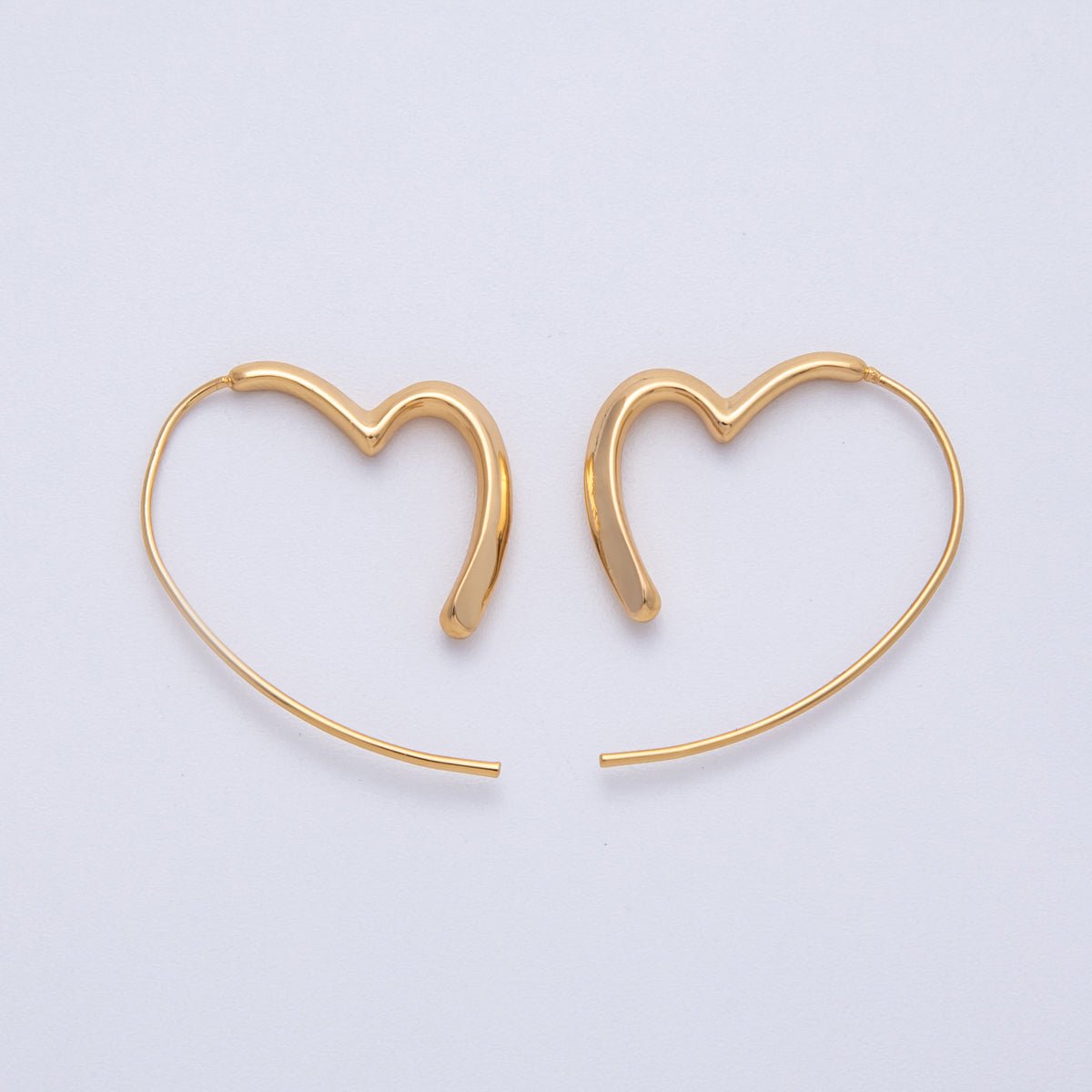 18K Gold Filled 31.5mm Molten Heart Curl French Hook Earrings | Earrings - 00185 - DLUXCA