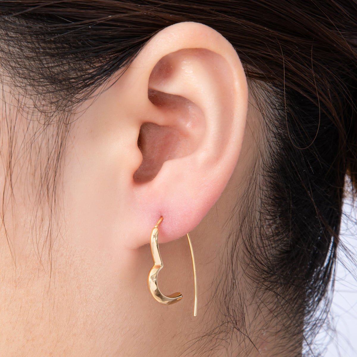 18K Gold Filled 31.5mm Molten Heart Curl French Hook Earrings | Earrings - 00185 - DLUXCA