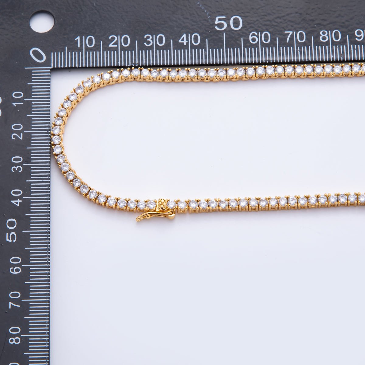 18K Gold Filled 3.2mm Pink, Purple, Red, Clear CZ Tennis Chain Lariat 16 Inch Necklace | WA - 2241 ~ WA - 3265 - DLUXCA
