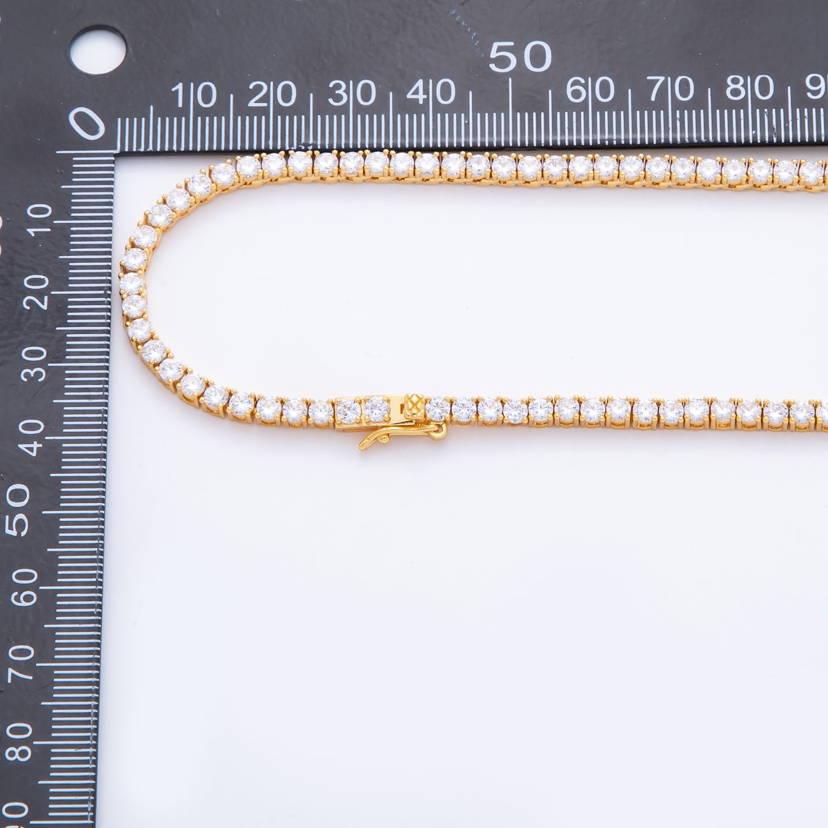 18K Gold Filled 3.3mm 5mm Gradient Clear CZ Tennis Chain 16.5 Inch Necklace | WA - 3269 - DLUXCA