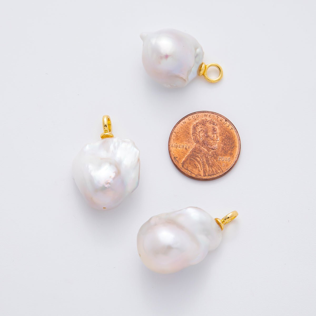 18K Gold Filled 33mm Baroque Freshwater Pearl Dainty Drop Charm | AF633 - DLUXCA