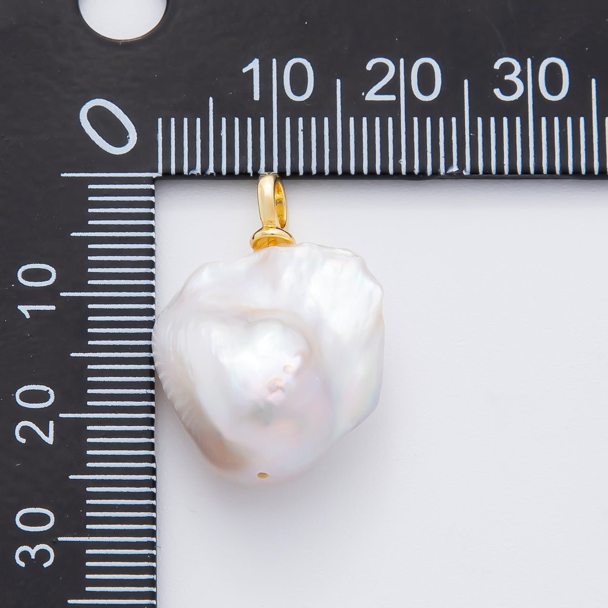 18K Gold Filled 33mm Baroque Freshwater Pearl Dainty Drop Charm | AF633 - DLUXCA