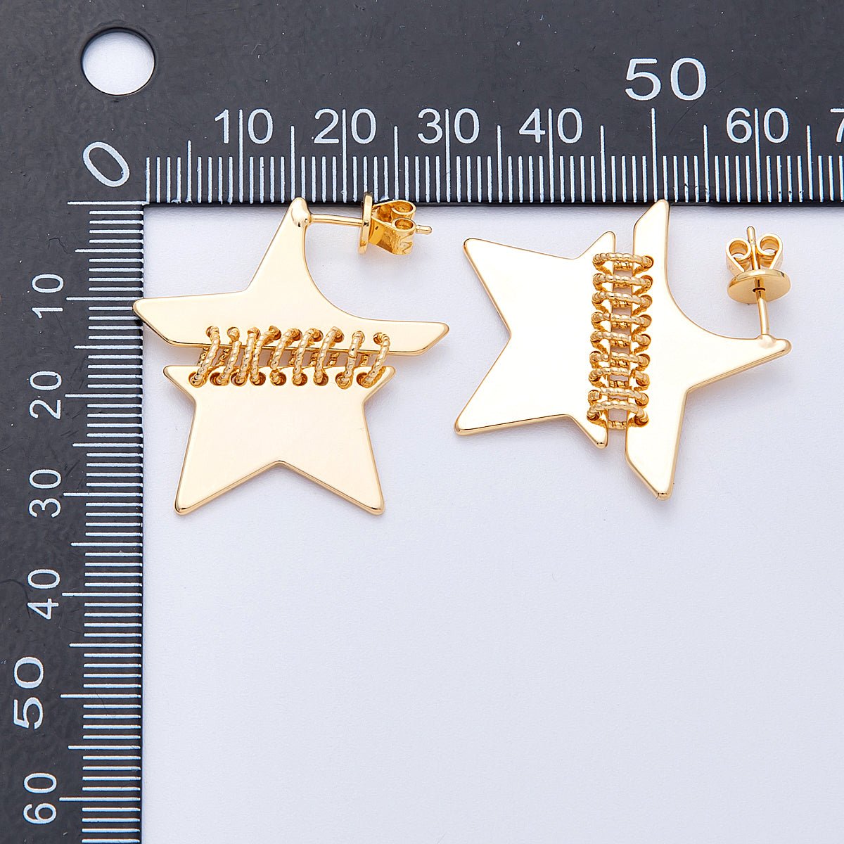 18K Gold Filled 33mm Minimalist Celestial Star Fringe Drop Studs | Earrings - 00196 - DLUXCA