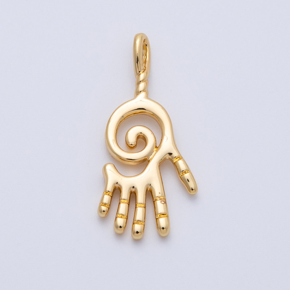 18K Gold Filled 33mm Minimalist Circular Palm Hand Print Pendant | Charms - 00093 - DLUXCA