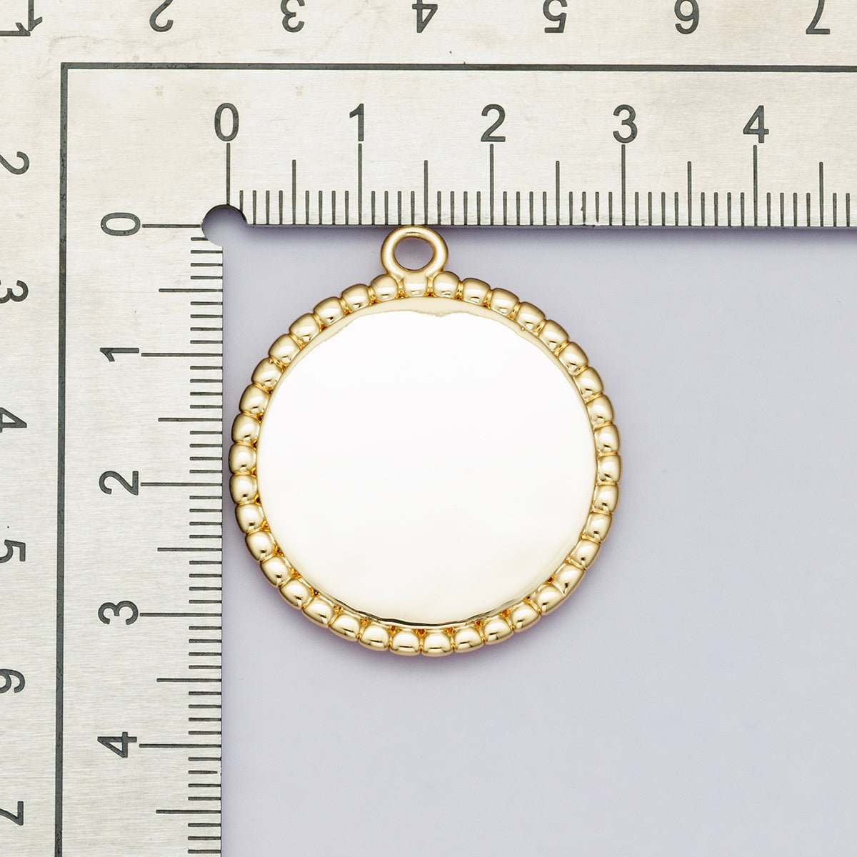 18K Gold Filled 33mm Minimalist Croissant Round Charm | Charms - 00208 - DLUXCA