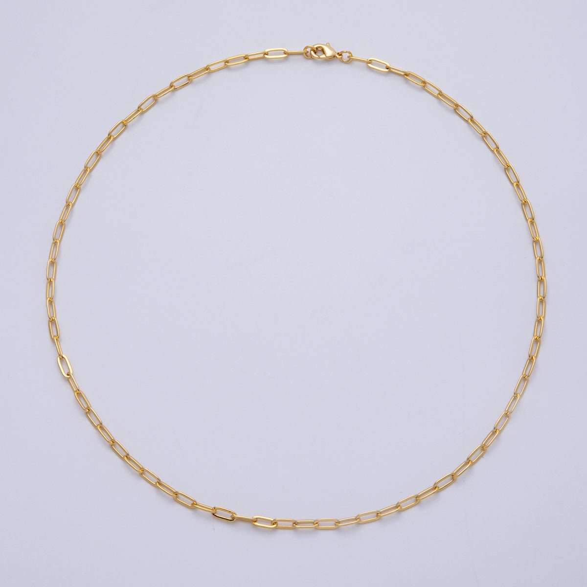 18K Gold Filled 3.3mm x 7.5mm Paperclip Chain 17.72 Necklace | WA - 4074 - DLUXCA