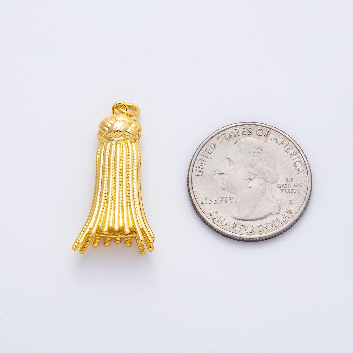 18K Gold Filled 34mm Knot Tassel 3D Multidimensional Charm Fringe Jewelry | AF1376 - DLUXCA