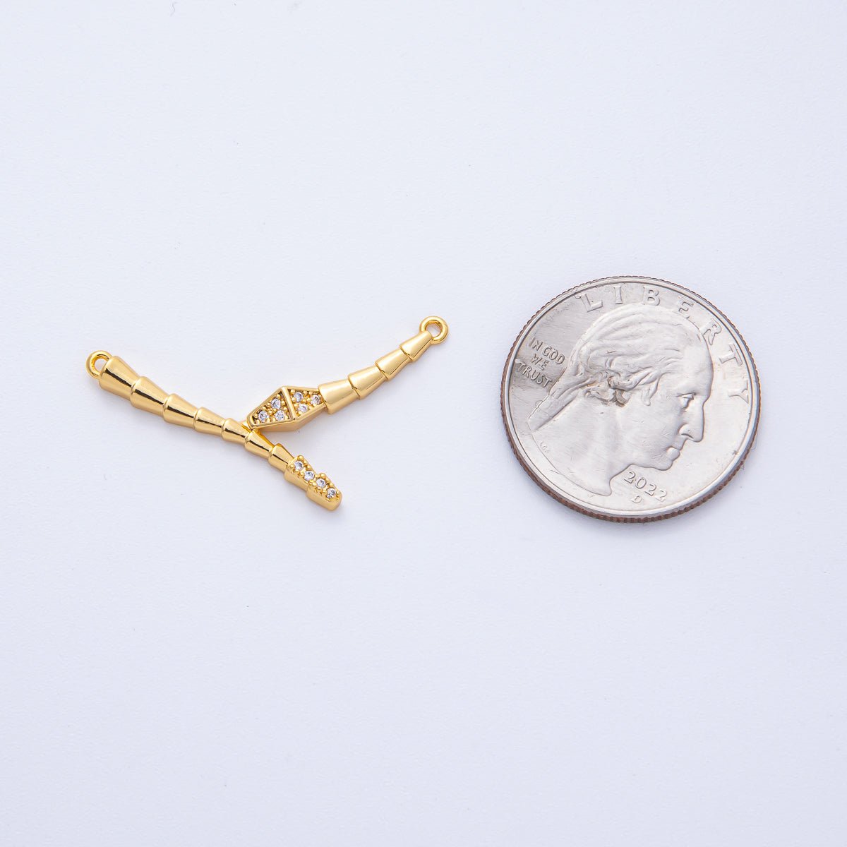 18K Gold Filled 34mm Micro Paved CZ Snake Serpent Connector | Connectors - 00004 - DLUXCA