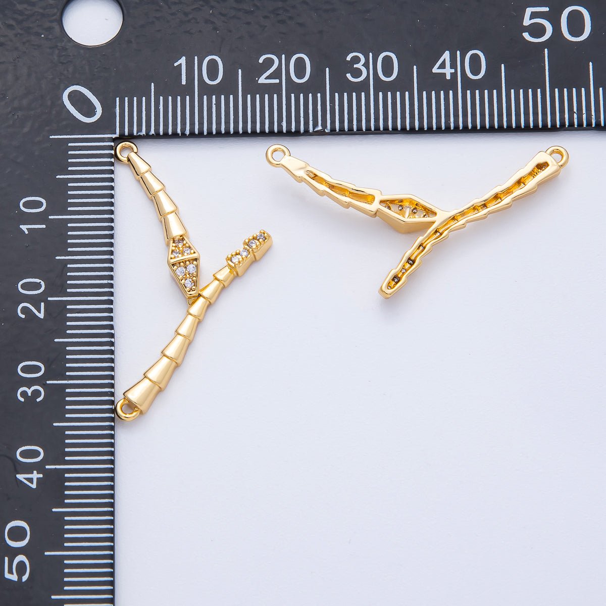 18K Gold Filled 34mm Micro Paved CZ Snake Serpent Connector | Connectors - 00004 - DLUXCA