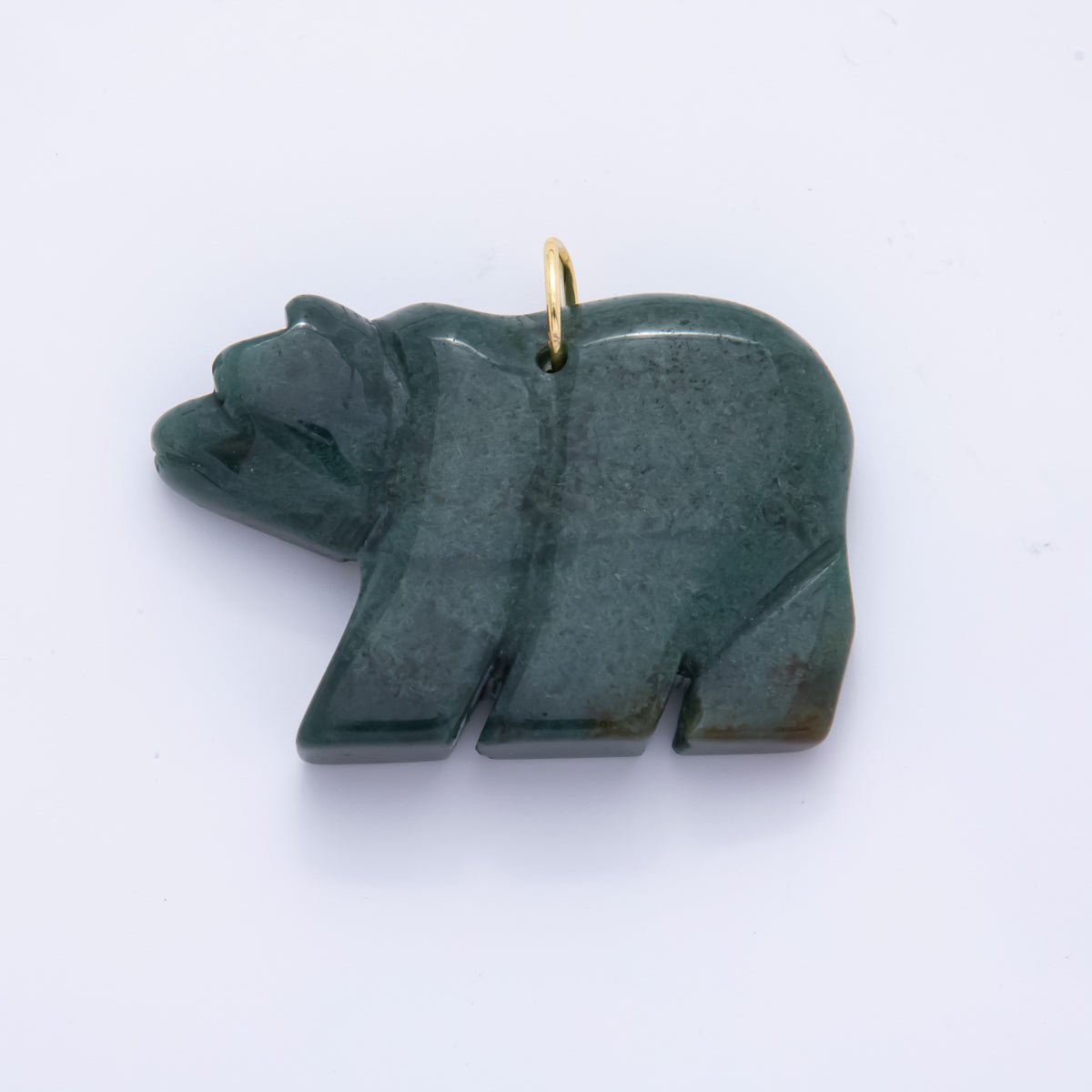 18K Gold Filled 35mm Aventurine, Rose Quartz, Clear Quartz, Carnelian Bear Animal Gemstone Charm | AH930 AH931 - DLUXCA