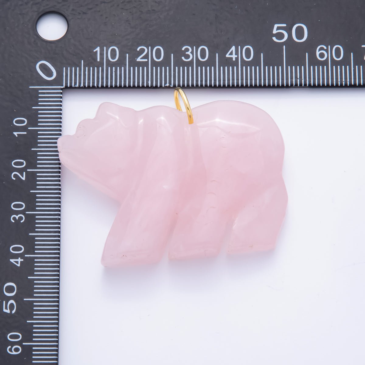 18K Gold Filled 35mm Aventurine, Rose Quartz, Clear Quartz, Carnelian Bear Animal Gemstone Charm | AH930 AH931 - DLUXCA