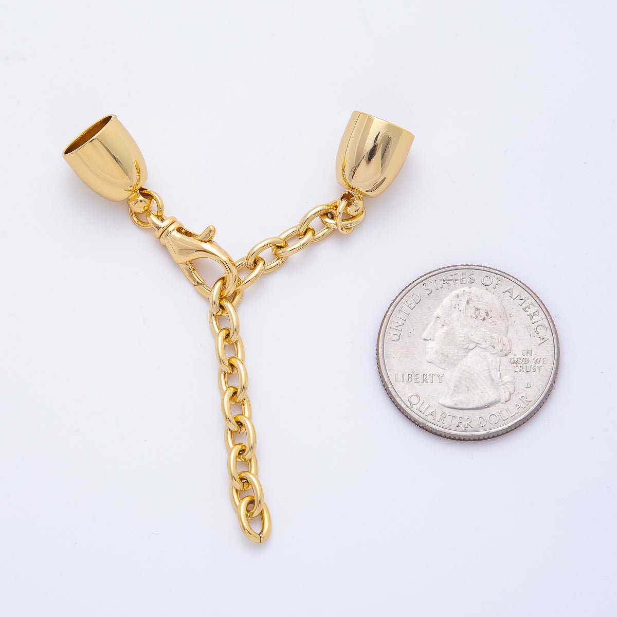 18K Gold Filled 36mm Chain Extender with Smooth Round Cone Cap Clasp Cover Finding | Z1365 - DLUXCA