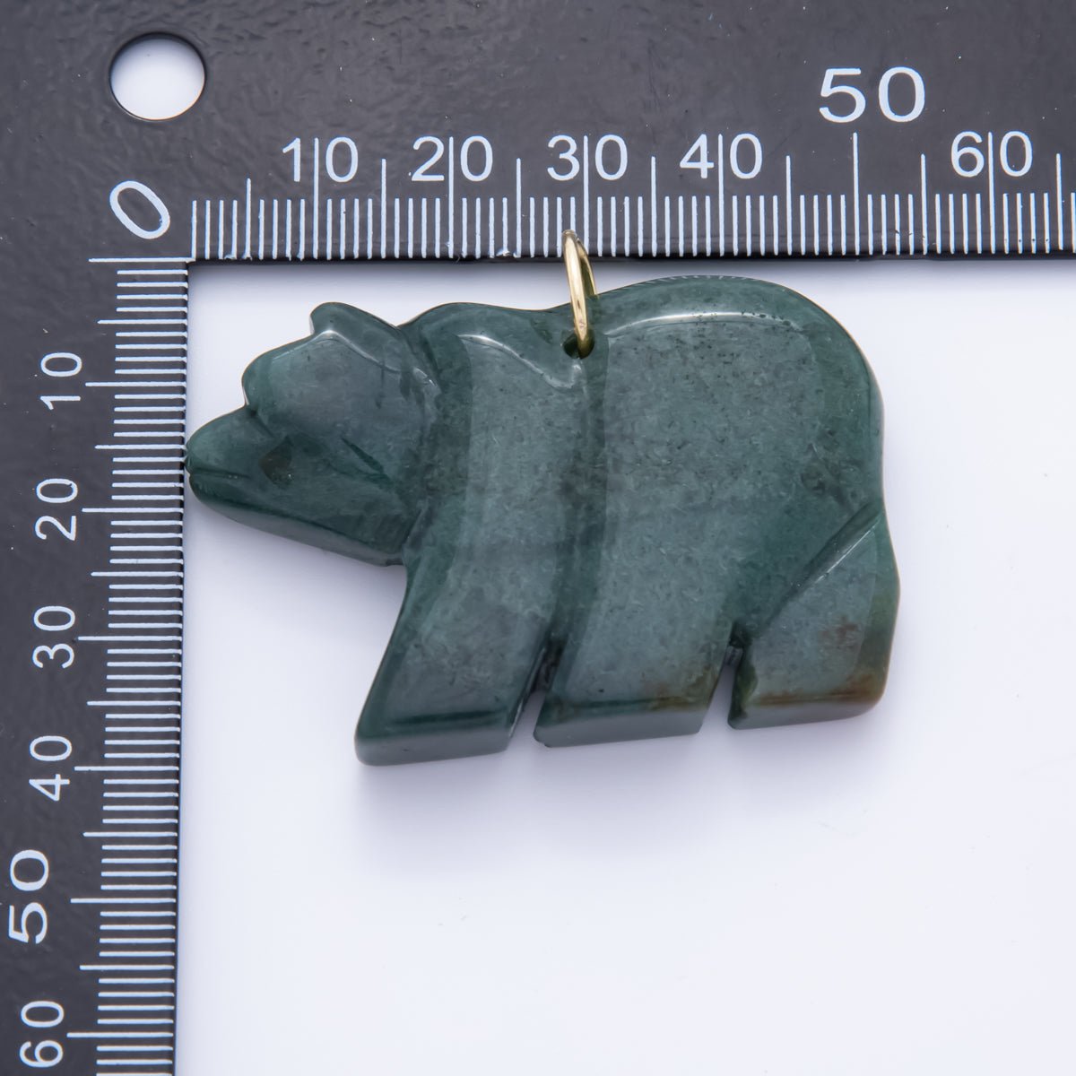 18K Gold Filled 36mm Natural Gemstone Winter Polar Bear Animal Charm | AH - 930 AH - 931 - DLUXCA
