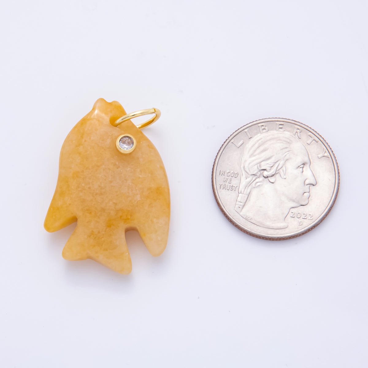 18K Gold Filled 36mm Topaz, Quartz, Aventurine Candy Bubbly Fish Gemstone Charm | AH882 AH883 - DLUXCA