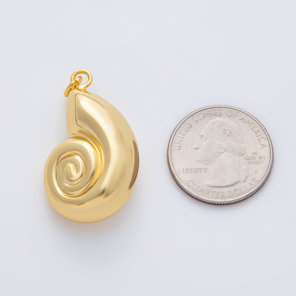 18K Gold Filled 37mm Ammonite Sea Shell Nautical Charm | AF1408 - DLUXCA