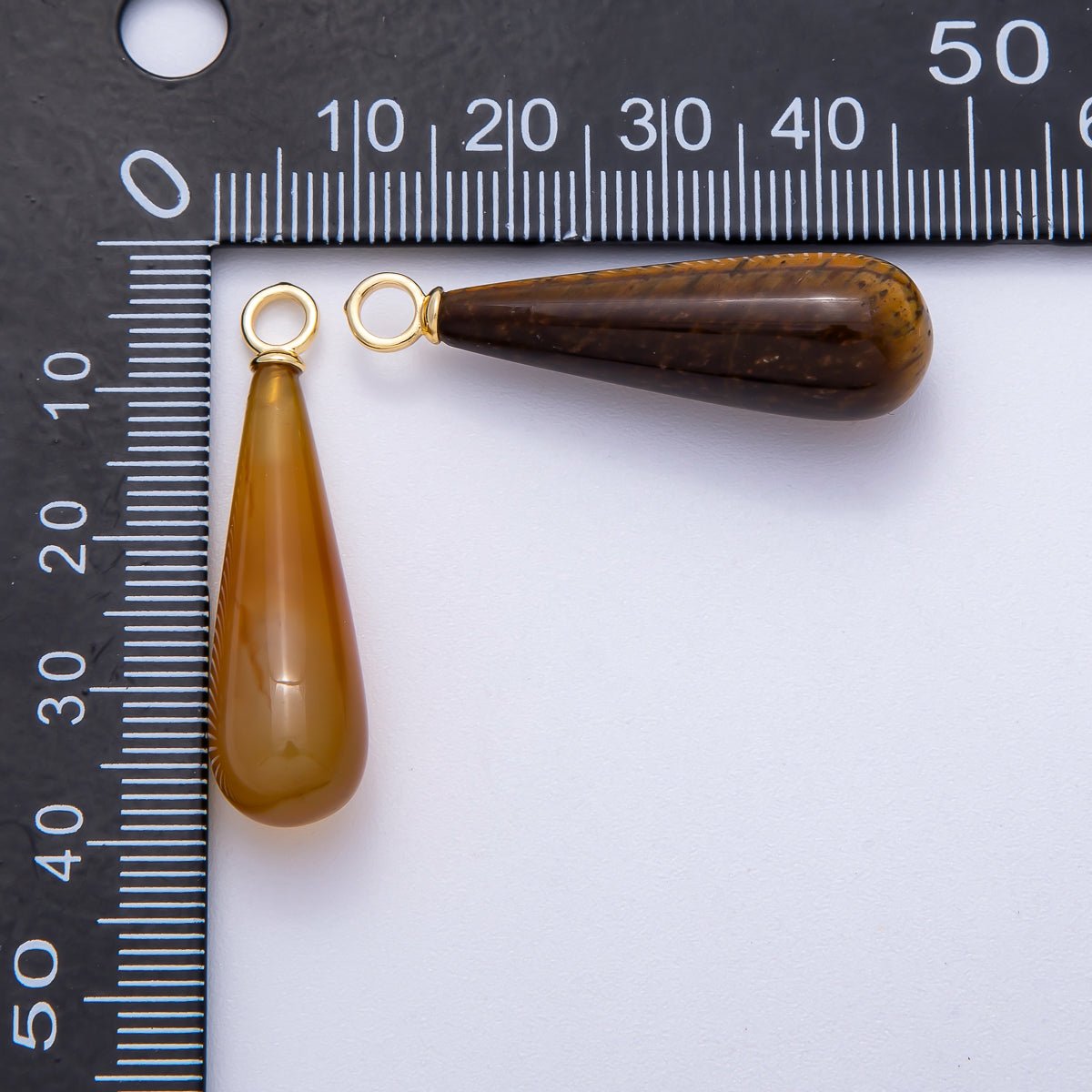 18K Gold Filled 37mm Multicolor Natural Gemstone Long Teardrop Pendant | Charms - 00522 ~ Charms - 00529 - DLUXCA