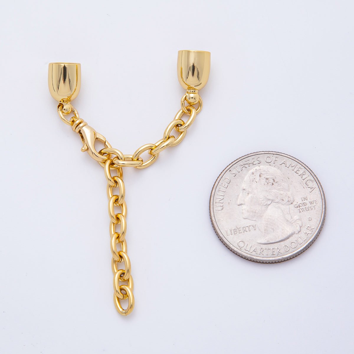 18K Gold Filled 38mm Chain Extender with Polished Dome Cap Clasp Cover Finding | Z1368 - DLUXCA