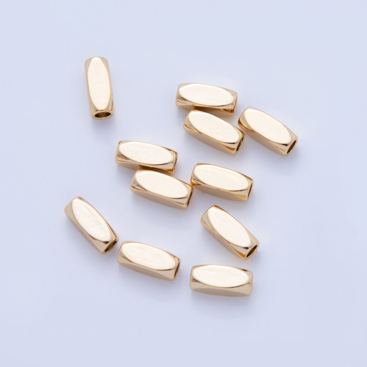 18K Gold Filled 3.8mm Edged Cylinder Tube Mini Bead Set by 10 Pieces | B742 - DLUXCA