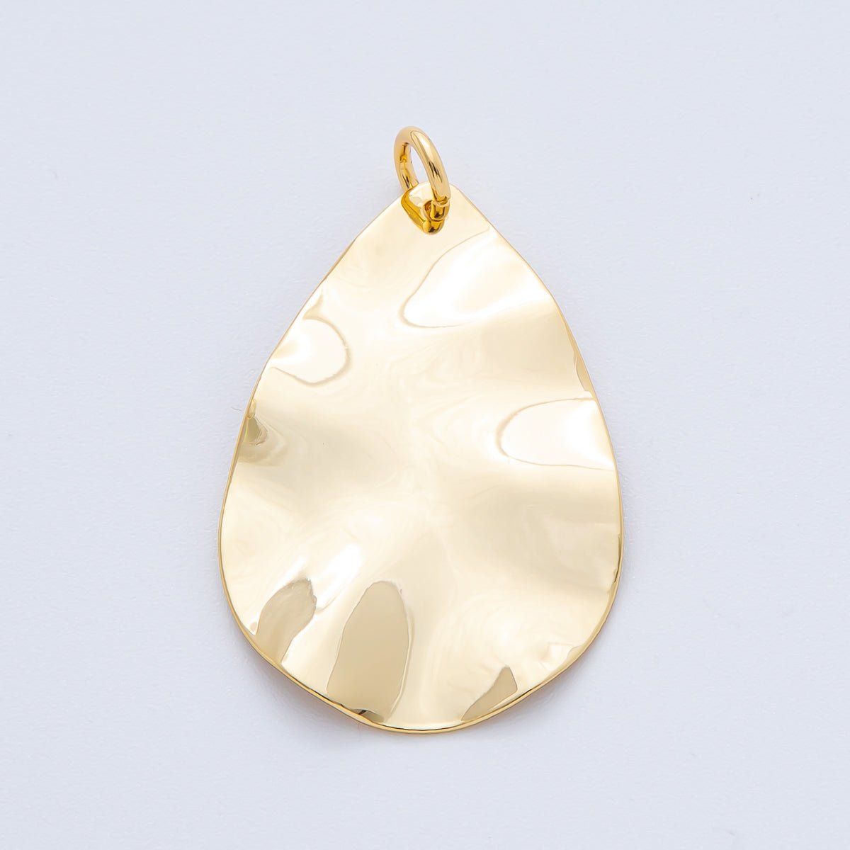 18K Gold Filled 39.5mm Hammered Molten Teardrop Charm | N - A1504 - DLUXCA
